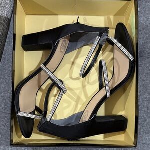 Chic Black Rhinestone Heels